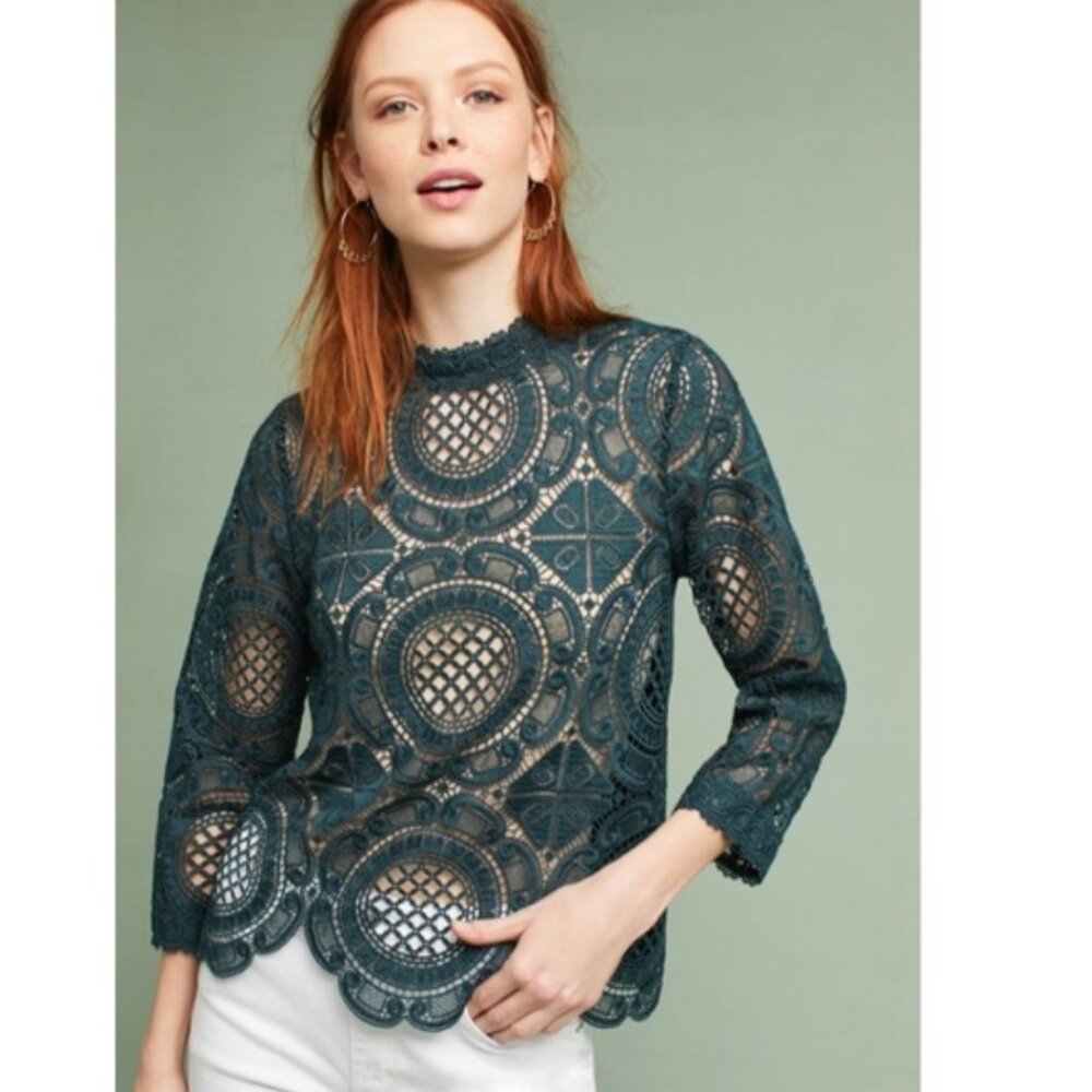 NWT! Anthropologie James Coviello Medallion Lace Top S